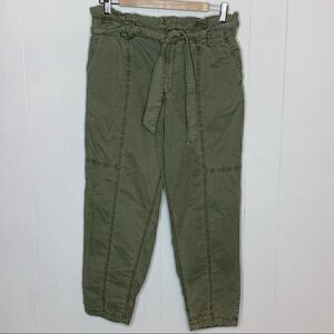 Blank NYC Paper Bag Cinch Waist High Rise Cropped Pants Green Womens Size 29